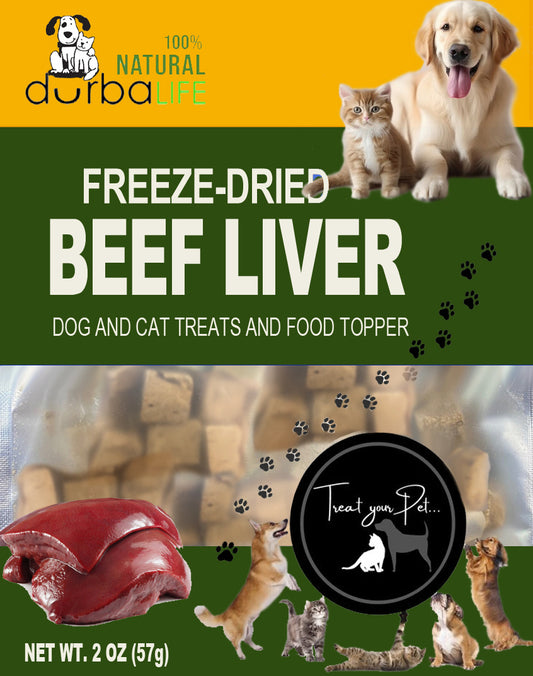 Beef Liver Freeze-Dried Dog & Cat Treats Food Topper 2oz (57g) Single Ingredient - Just Beef