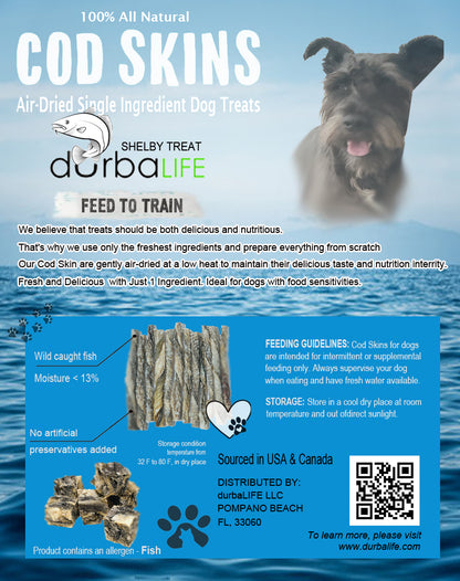 6-7" Braided Cod Skin Dog Treats | Air-Dried with Single Ingredient up to 3.1oz