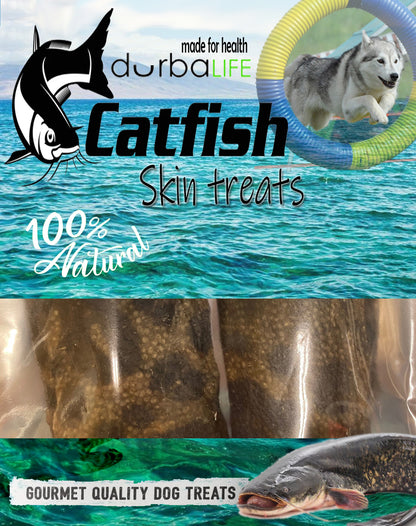 Catfish Skin Treats for Dogs. 6-in Air-Dried Hand Wrapped Single Ingredient Sticks Chews (2 Sticks per Pack)